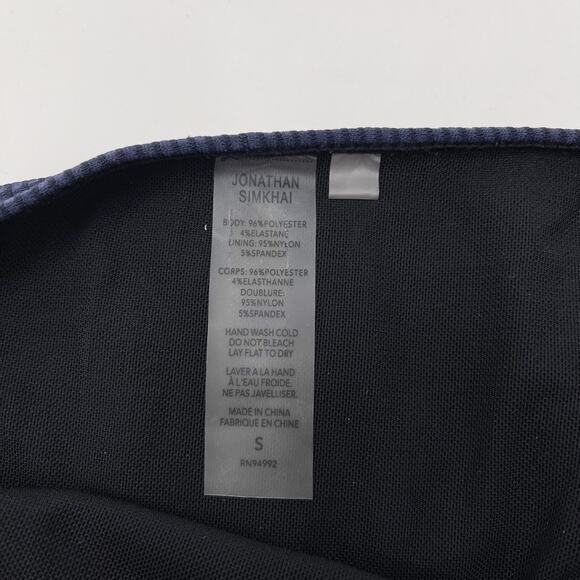 Jonathan Simkhai Striped Ruffle Bikini Set Navy Black Medium Top Small Bottom - Picture 12 of 12